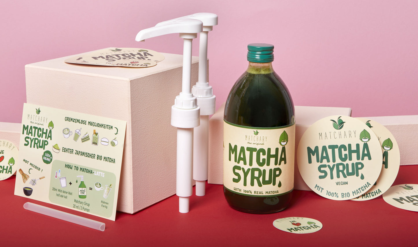 Erstbestellung GASTRO Starter-Set | 6x Matcha Sirup 1L + Pumpe + Stickerpack